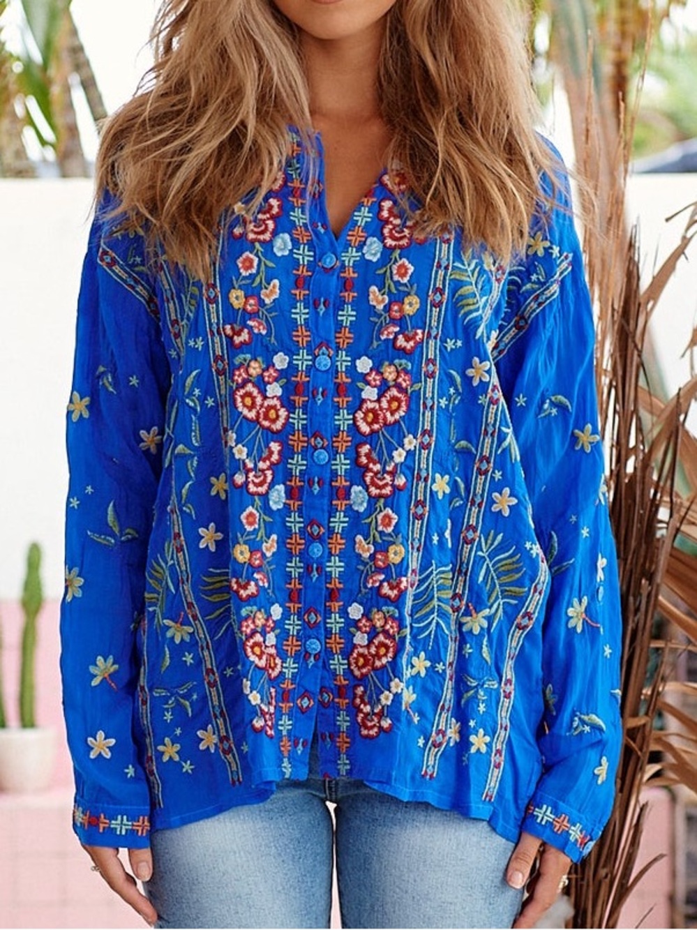 Johnny Was garden party extremely heavily embroidered peasant blouse NWT - Picture 10 of 10